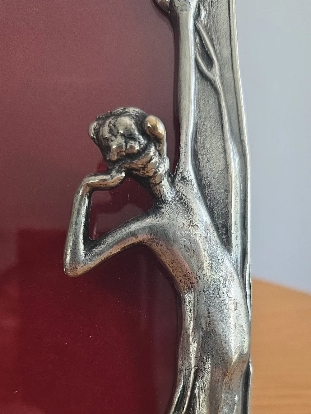 Rare Vintage Art Nouveau Pewter Picture Frame w/woman . Dioni Italy
